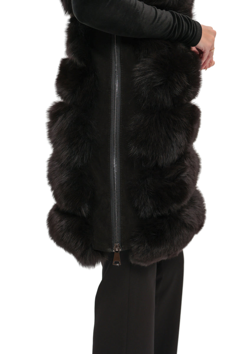 Genuine Polar Fox Fur Vest – 90 cm Longline