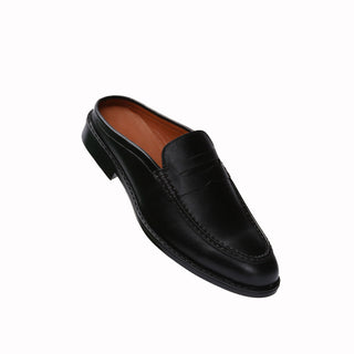 Ezra Full Grain Leather Mules With Rubber Sole