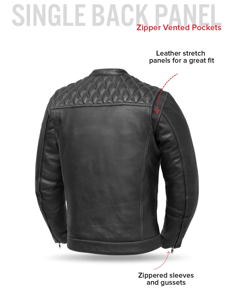 Cinder Men's Cafe Style Leather Jacket