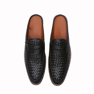 Ronnie Backless Woven Leather Shoes