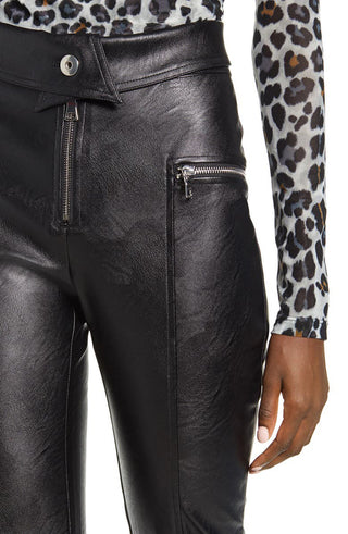 Thea Women's Genuine Leather Stylish Pants Black