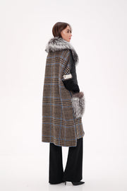Silver Fox Wool Cashmere Coat with Detachable Fur