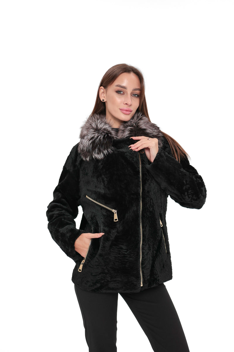 Genuine Silver Fox Trim Coat