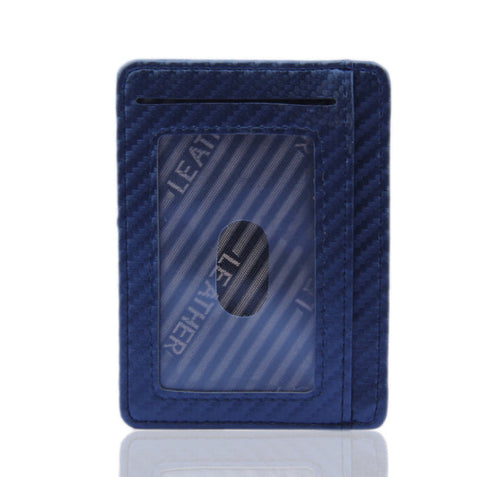 PU Leather Carbon Fiber Wallet Mini Slim Business Card Holder
