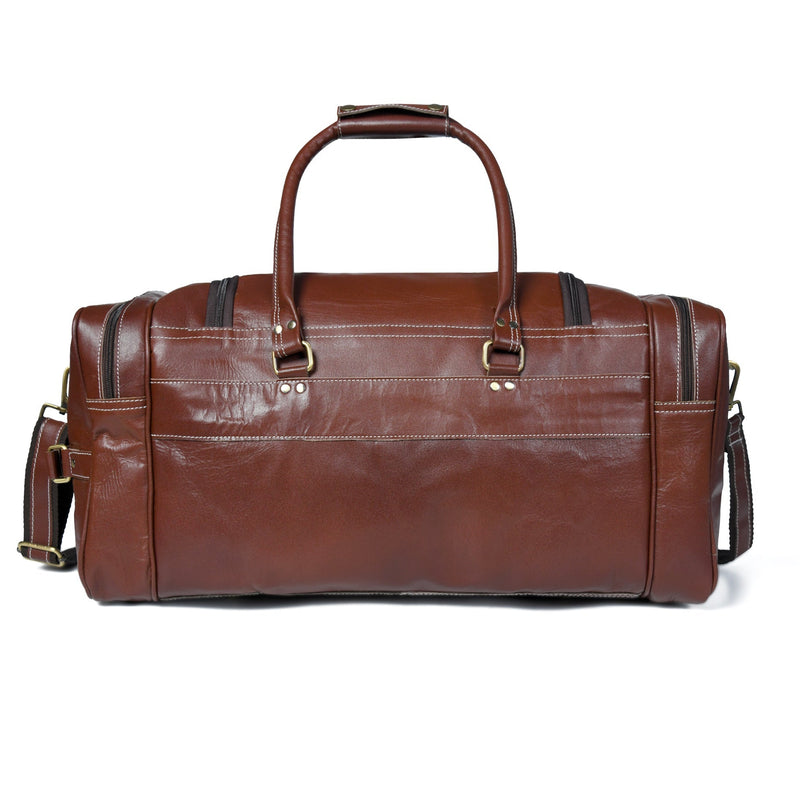 Vintage Brown Buffalo Leather Weekender Duffle