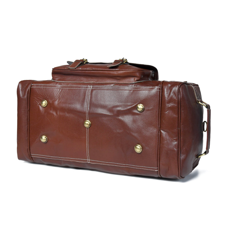 Vintage Brown Buffalo Leather Weekender Duffle