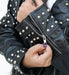 Afaaf Women’s Black Lambskin Leather Jacket Studded Biker Style
