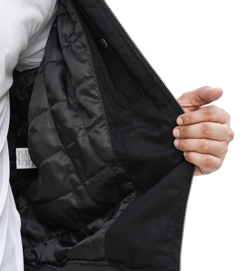 Burak Men’s Twill Safety Padded Motorcycle Bomber Jacket