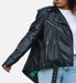 Lina Genuine Leather Biker Jacket For Women Zipper Closure Black