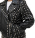 Afaaf Women’s Black Lambskin Leather Jacket Studded Biker Style