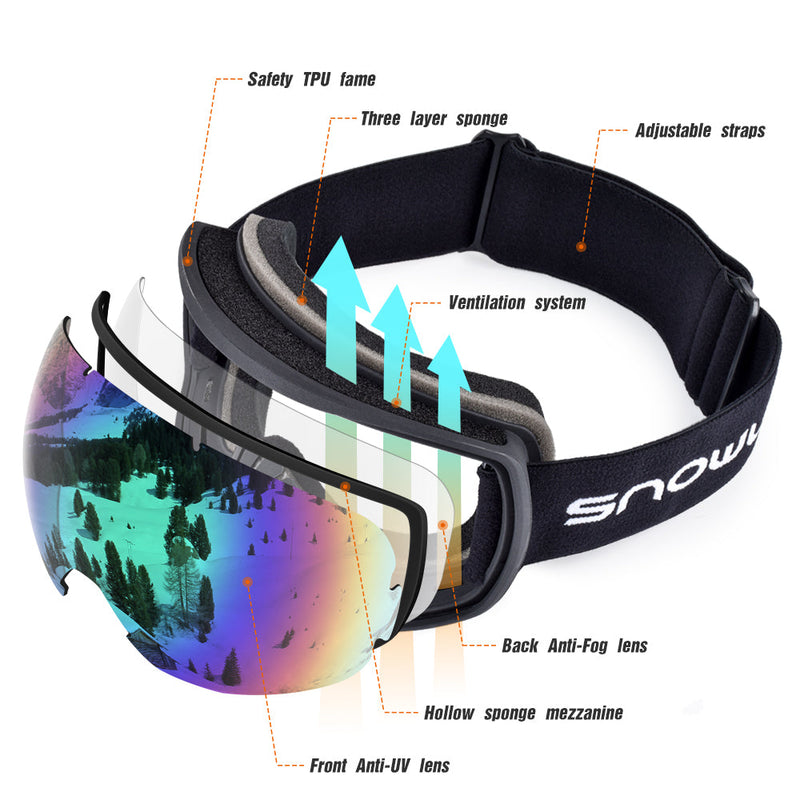 Double-Layer Anti-Fog Ski Goggles