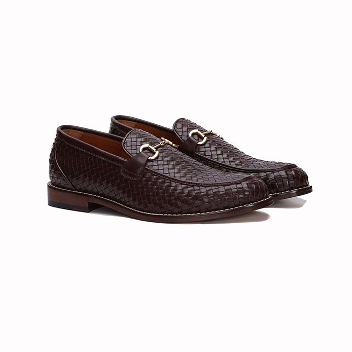 Albie Men's Woven Leather Loafer Burgundy
