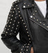 Afaaf Women’s Black Lambskin Leather Jacket Studded Biker Style