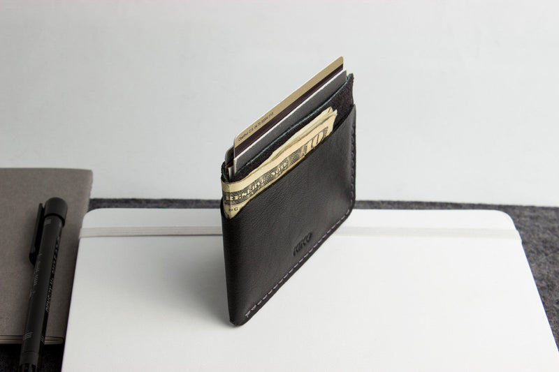 Triple Pocket Cowhide Leather Card Case