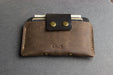 Two-Tone Cowhide Leather Card Holder Wallet Slim Button Closure