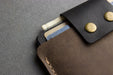 Two-Tone Cowhide Leather Card Holder Wallet Slim Button Closure