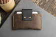 Two-Tone Cowhide Leather Card Holder Wallet Slim Button Closure
