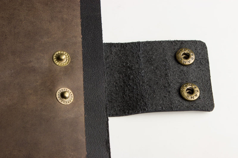Two-Tone Cowhide Leather Card Holder Wallet Slim Button Closure