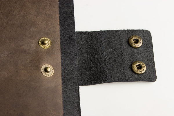 Two-Tone Cowhide Leather Card Holder Wallet Slim Button Closure