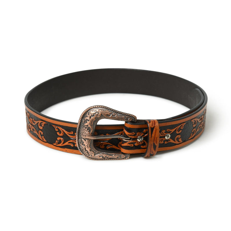 Western Cowboy Leather Belt | Black & Brown