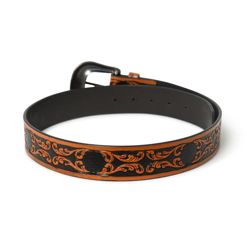 Western Cowboy Leather Belt | Black & Brown