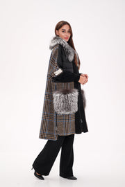 Silver Fox Wool Cashmere Coat with Detachable Fur
