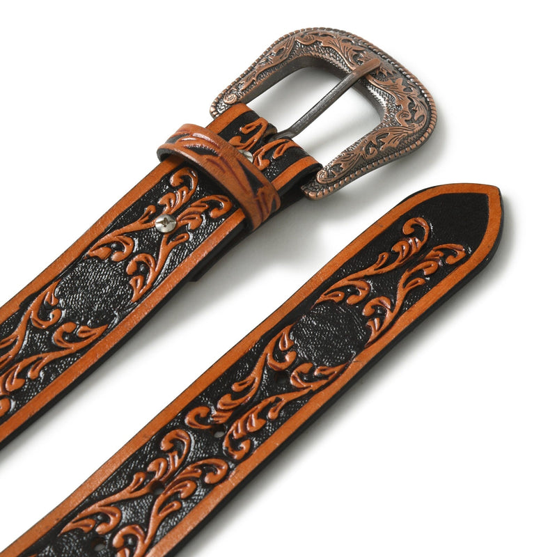 Western Cowboy Leather Belt | Black & Brown