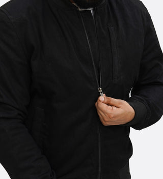 Burak Men’s Twill Safety Padded Motorcycle Bomber Jacket