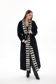 Genuine Rabbit Fur Cashmere Wool Coat for Women