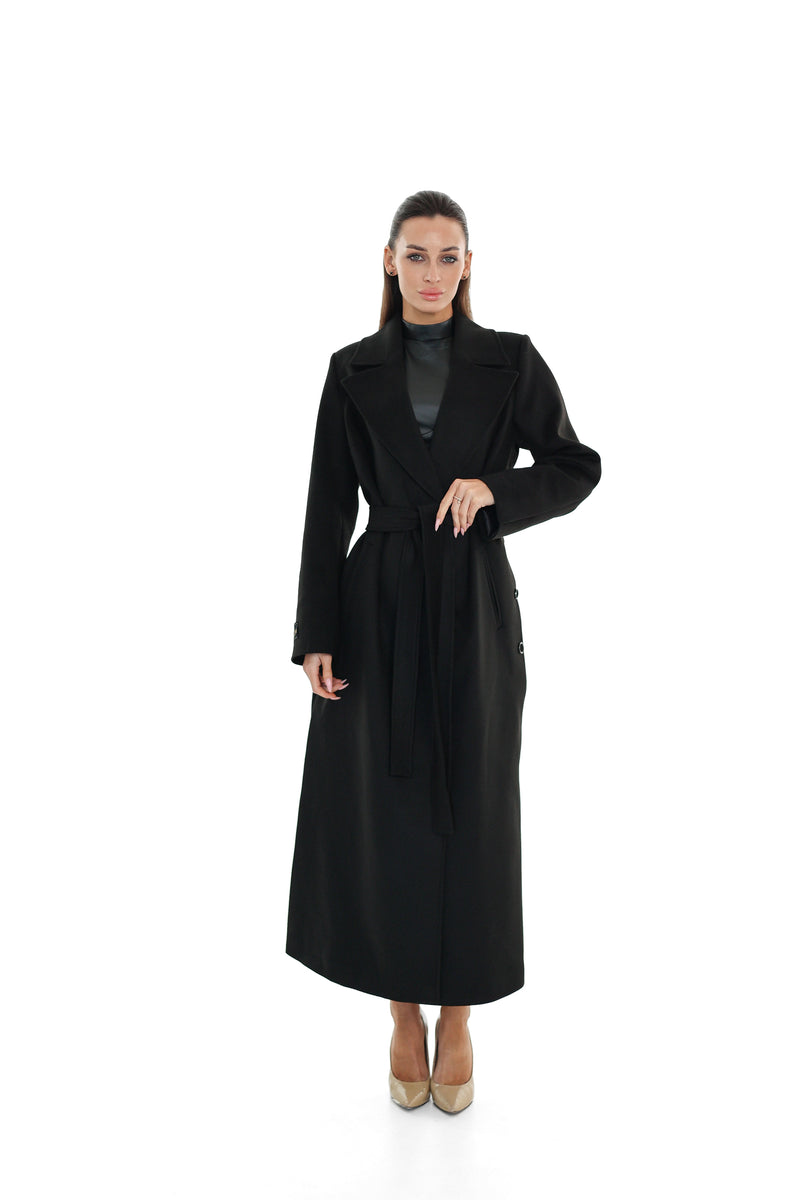 Black Cashmere Blend Coat for Women
