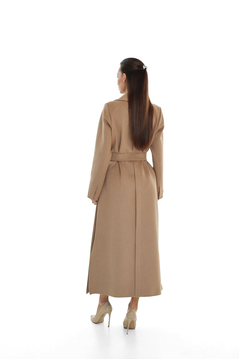 Camel Cashmere Blend Coat for Women
