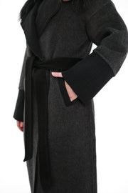 Graphite Cashmere Wool Coat with Silver Fox Fur