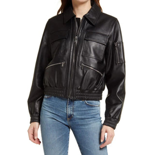 Canan Women's Oversized Leather Jacket Black