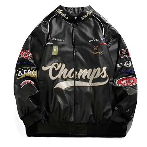 Oversized Faux Leather Racing Jacket | Unisex Racer