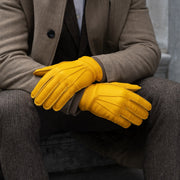 Matteo (yellow) - Gloves made of American deerskin leather with cashmere lining