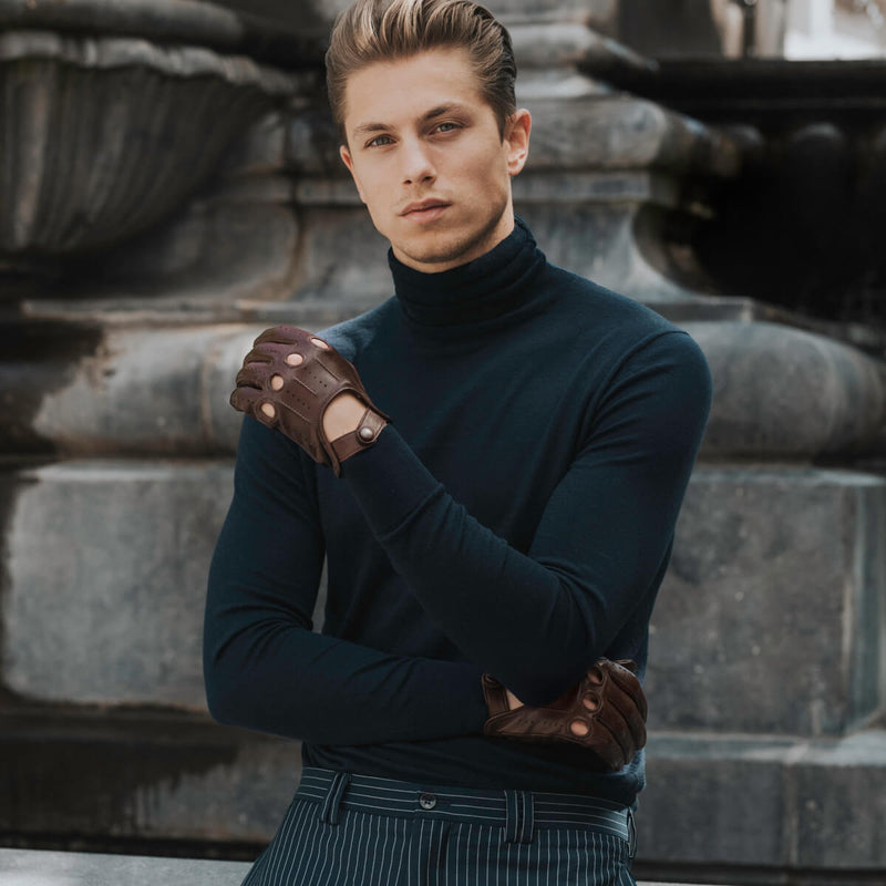 Mario (brown) - Lambskin leather driving gloves