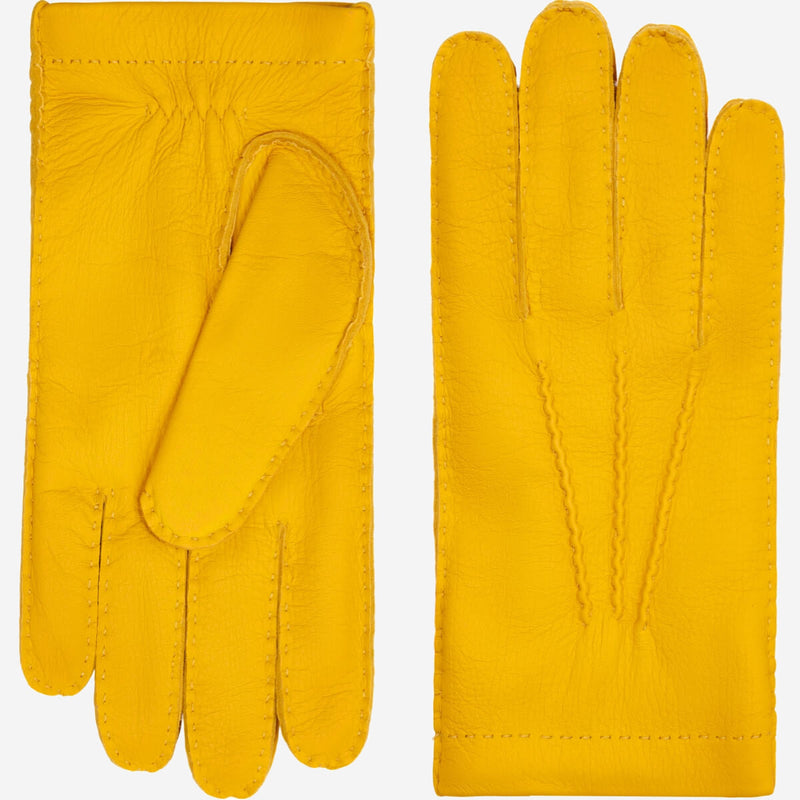 Matteo (yellow) - Gloves made of American deerskin leather with cashmere lining