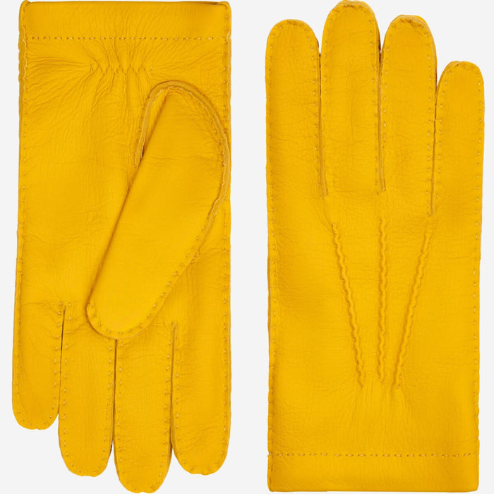 Matteo (yellow) - Italian gloves made of American deerskin leather with cashmere lining
