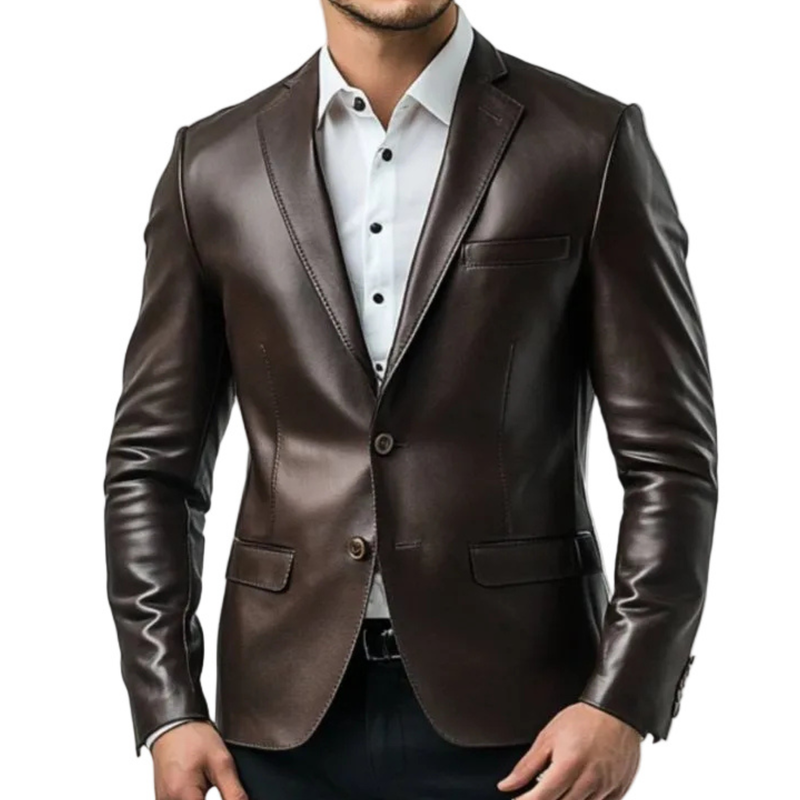 Finley Brown Leather Blazer - Leather Blazer for Men Brown