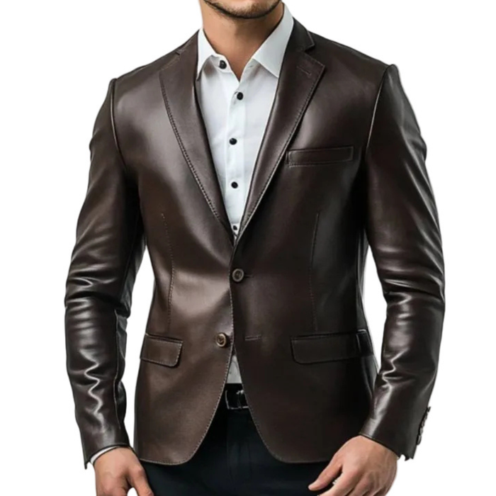 Finley Brown Leather Blazer - Leather Blazer for Men Brown