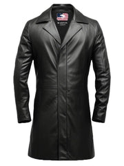 Men’s Black Long Leather Coat