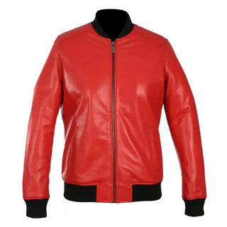 Lyla Women's Real Leather Bomber Jacket Red