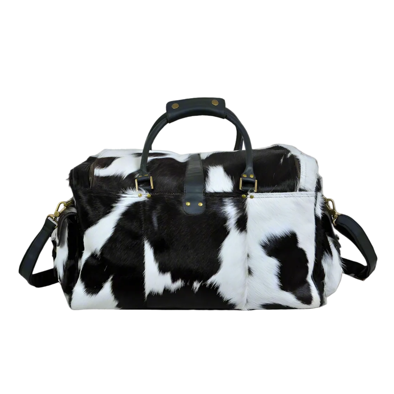 Black & White Cowhide Hair-On Leather Travel Bag