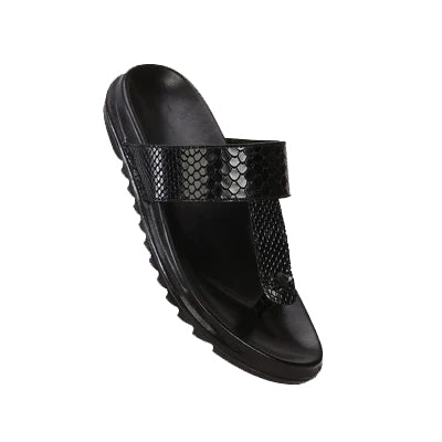 Julia Women's Casual Leather Slipper Croc Print Style Black