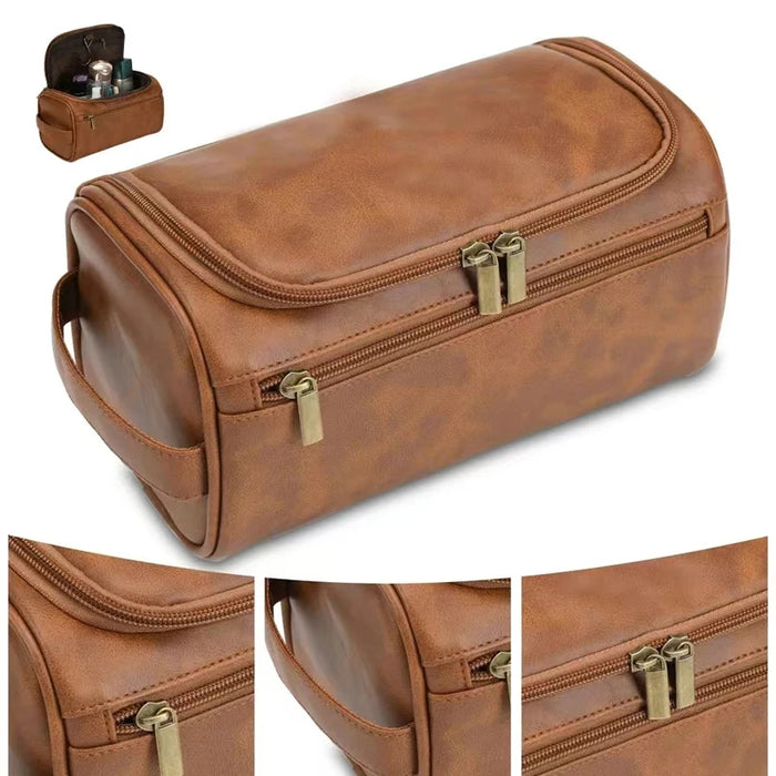 PU Leather Toiletry Bag for Men & Women – Hanging Travel Dopp Kit Organizer