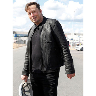 Elon Musk Genuine Leather Biker Jacket Black
