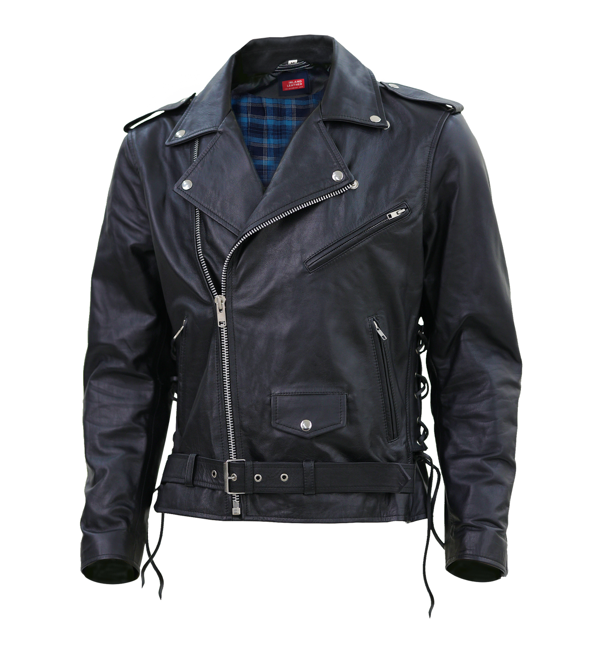 Kaan Zipper Leather Biker Jacket for Men's Black