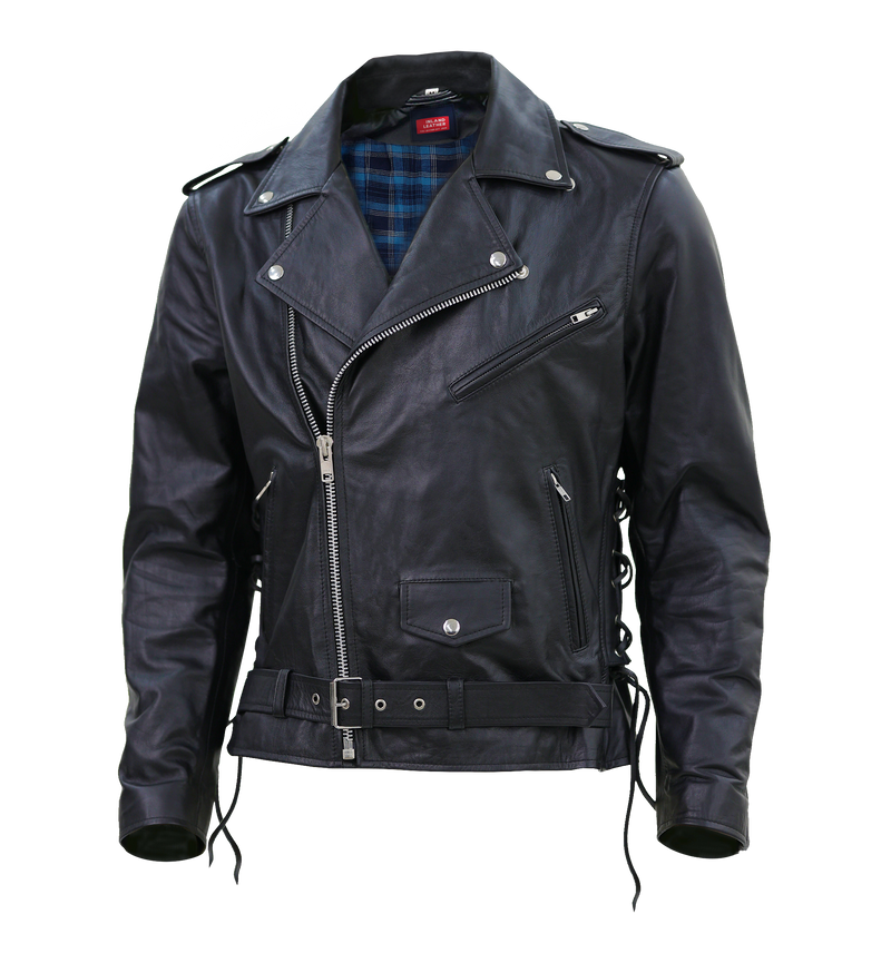 Kaan Zipper Leather Biker Jacket for Men's Black