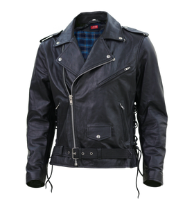 Kaan Zipper Leather Biker Jacket for Men's Black