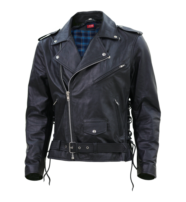 Kaan Zipper Leather Biker Jacket for Men's Black